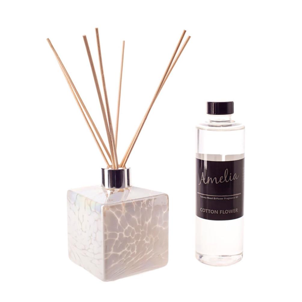 Amelia Art Glass White Square Reed Diffuser Gift Set  £35.99